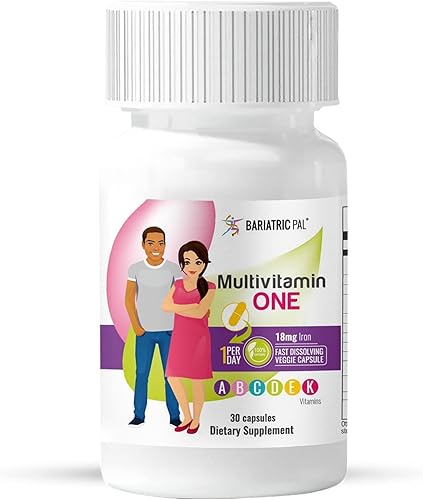 BariatricPal Paquete de vitaminas bariátricas de 30 días (multivitamínico UNO 1 por día! Cápsula con 18 mg de hierro y citrato de calcio masticables