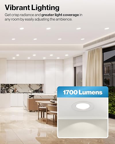 Miniatura 2 de Sunco - Paquete de 6 luces LED empotrables de 6 pulgadas, alto brillo 1700 LM, CCT seleccionable 2700K3000K4000K5000K6000K, luces de lata