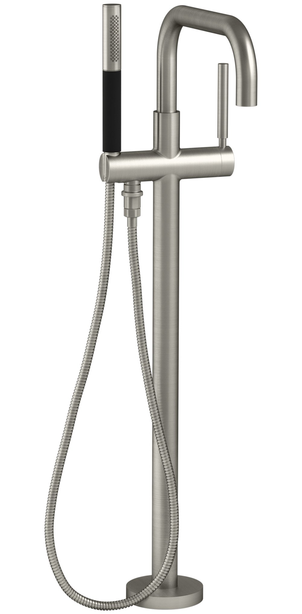 KOHLER K-T97328-4-BN Purist Floor-Mount Bath Filler with Handshower, Brushed Nickel,37.00 x 7.93 x 1