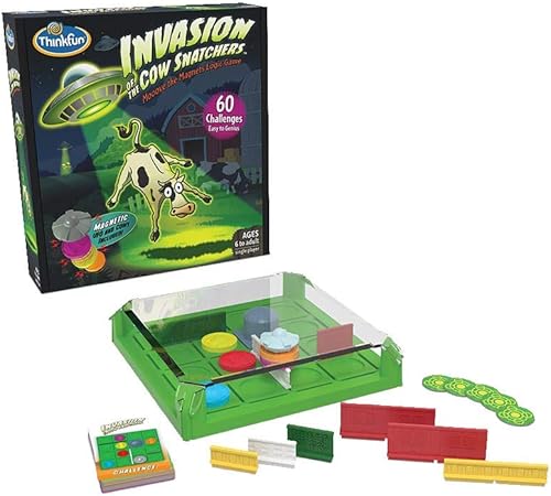 ThinkFun Invasion of the Cow Snatchers STEM - Juego de lógica y juguete para niños y niñas de 6 años en adelante, un rompecabezas de lógica de