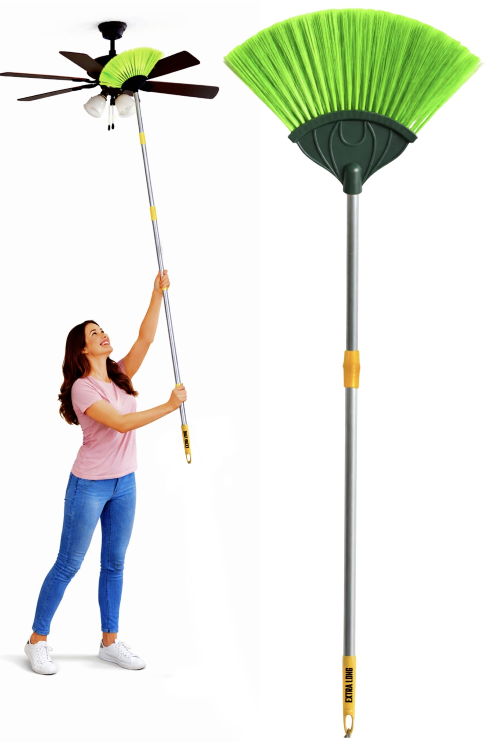 Jala Broom Cobweb Remover Long Extendable | Spider Web Cleaner Stick | Web Cleaner Broom with Extension Pole | Dust Cleaning Brush for Indoor & Outdoor Ceiling, Fan & Corner Cleaning (Multicolor) (1)
