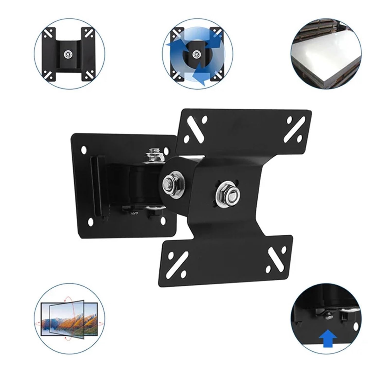 Supporto universale girevole da parete per TV, compatibile con TV LCD LED da 14 a 27 pollici (albero in plastica)