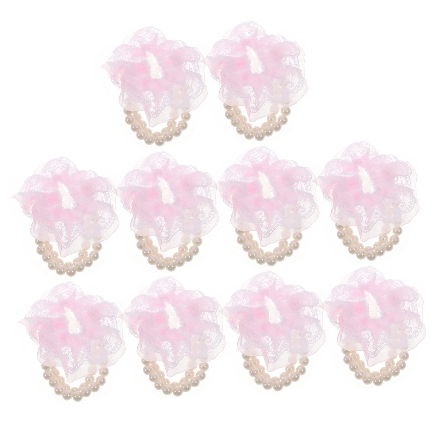 TENDYCOCO Luxury 10pcs Wrist Corsage Bands Wedding Corsage Wristlets Pearl Jewelry Wristlet for Mother of Bride Pink