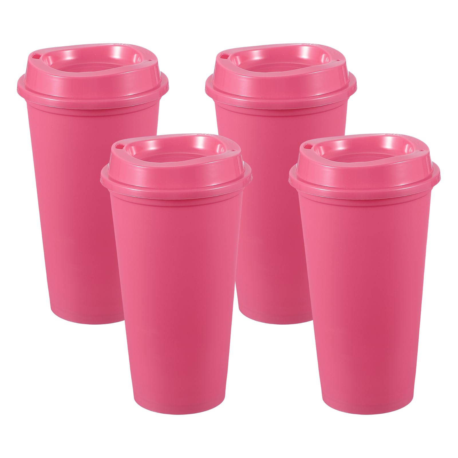 sourcing map 4Pcs Reusable Coffee Cups with Lids, 16oz Travel Coffee Mugs Spill Proof Water Tumblers Drinking Cups for Hot and Cold Drinks Juice Tea, Rose Red
