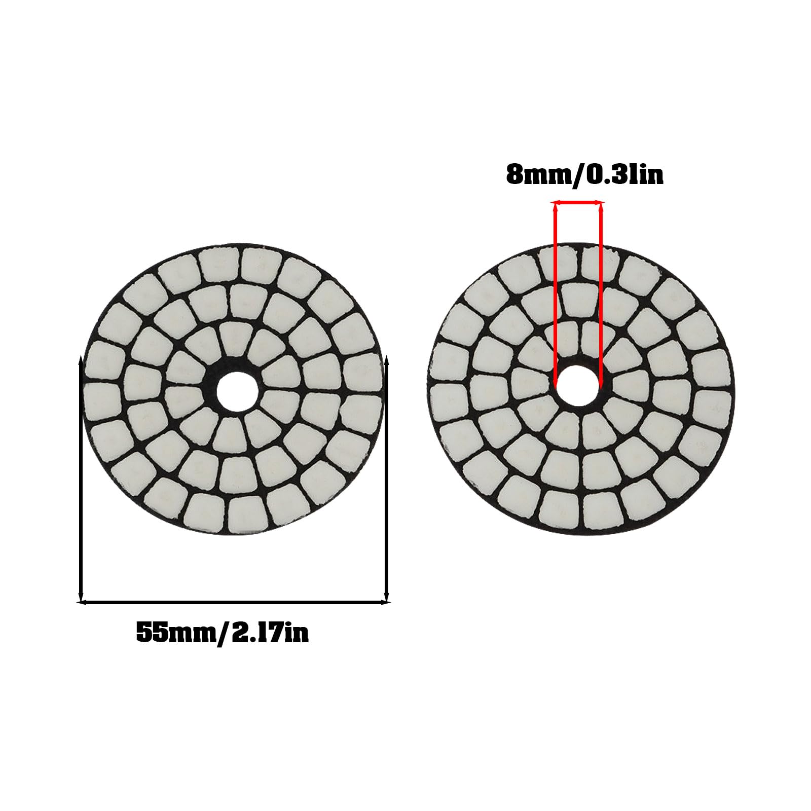 Briny River 6pcs 2 Inch Dry Diamond Polishing Pads 55mm 50# 200# 400# 800# 1500# 3000# Grits Polishing Pads for Granite Quartz Stone Marble Floor - Image 4