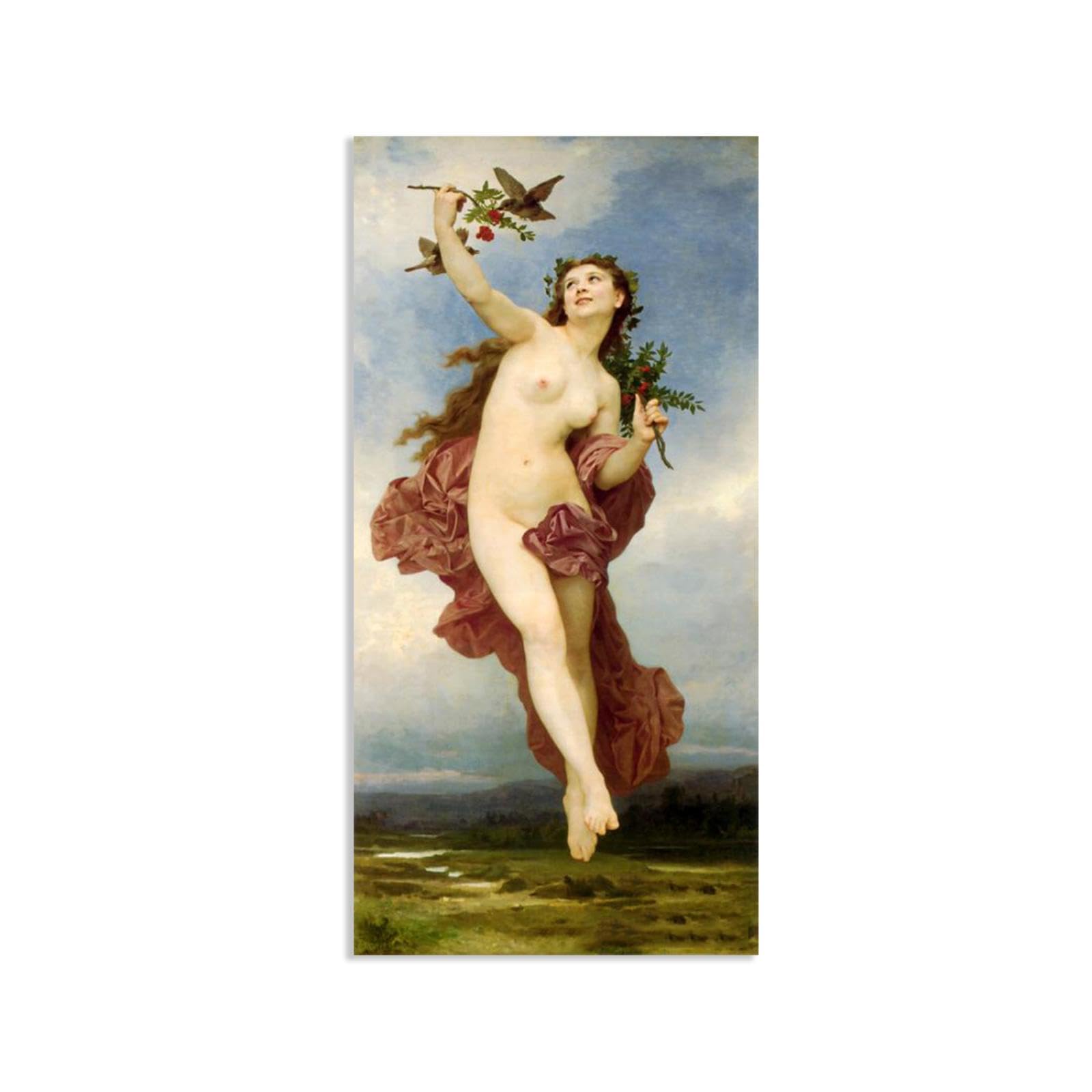 RXNHGJDS William-Adolphe Bouguereau Wall Art Day Famous Paintings Prints Classic Portrait Canvas Art Wall Decor for Living Room Bedroom Bathroom Home Decor 160x80cm frameless