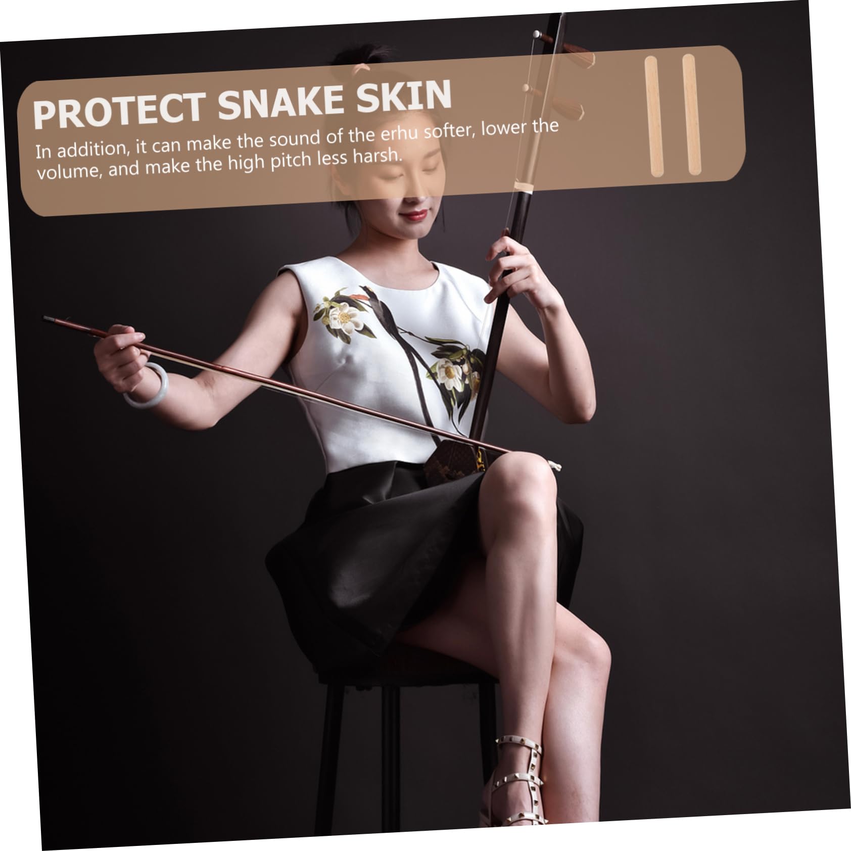 GOOHOCHY 2pcs Beech Erhu Silencers Durable Portable Mutes for Sound Control for Beginners Practicing Materials Khaki Color