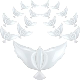 Gejoy 16 Pieces Peace Dove Balloons White Memorial Release in Sky Helium Pigeon Bird Balloons Party Decorations for Funeral Condolence Wedding Birthday Engagement Anniversary Memorial Services