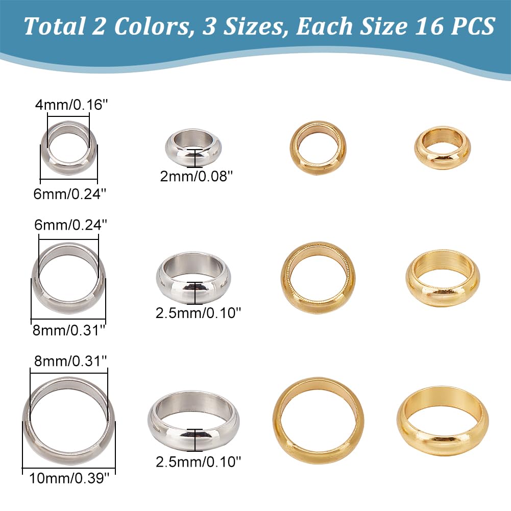 50 Piezas 6mm 304 Cuentas Europeas De Acero Inoxidable Acces | Envío Gratis