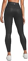 CRZ YOGA Butterluxe Women's Matte Faux Leather Leggings - High Waist 25" Stretchy Pleather Pants with Back Pockets