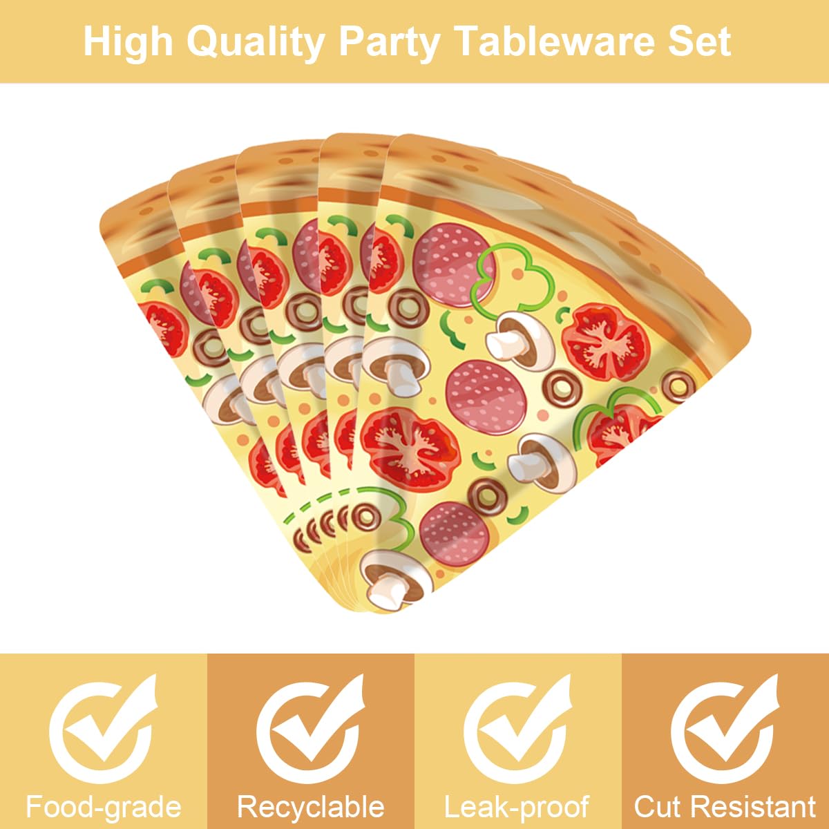 30 platos desechables en forma de pizza (9 pulgadas) divertidos para cumpleaños de niños, fiesta de pizza, baby shower, picnic, platos de papel decorativos para niños y niñas, decoración