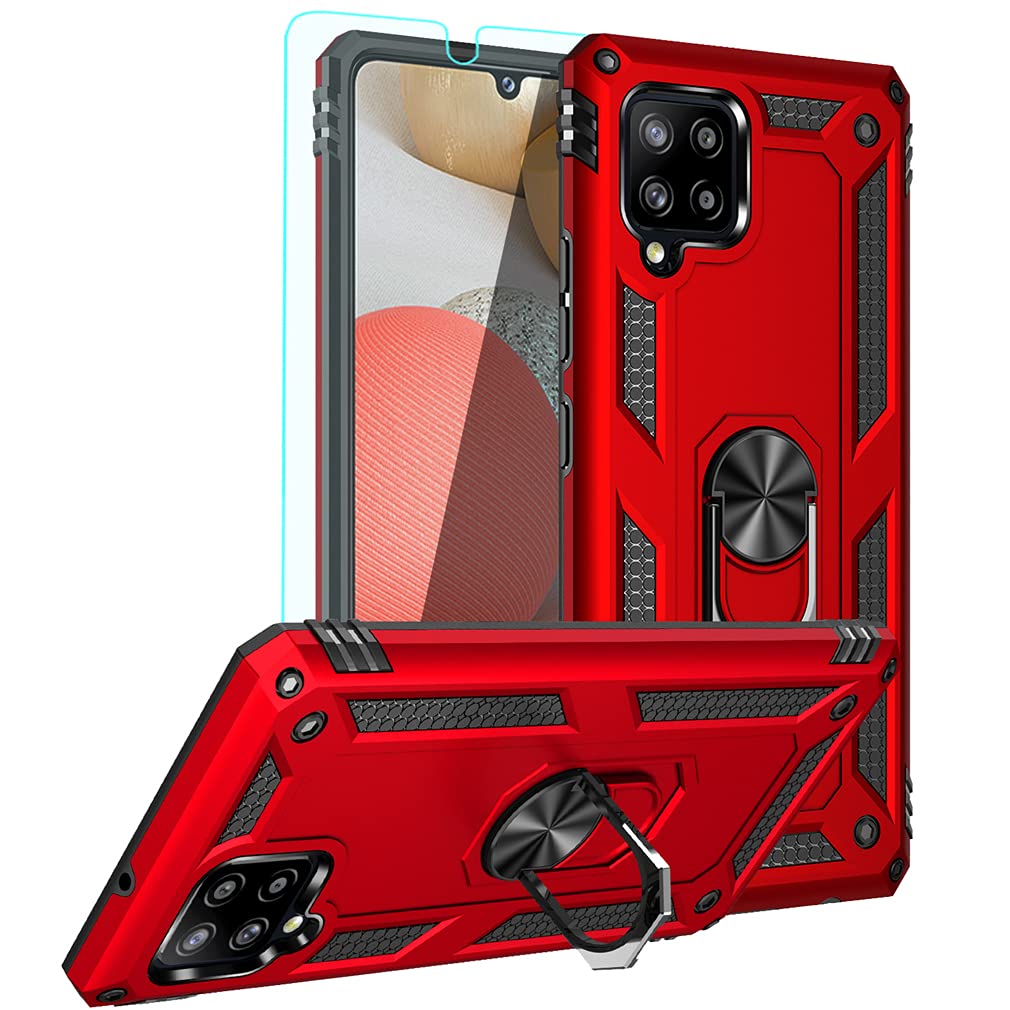 Coque Galaxy A42 5G antichoc rouge avec son protège-écran HD