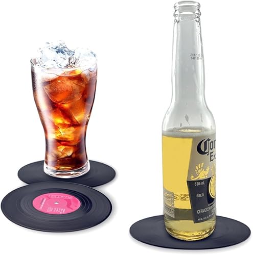 Miniatura 2 de homEdge Posavasos para discos de vinilo, 6 piezas de posavasos de vinilo de estilo retro