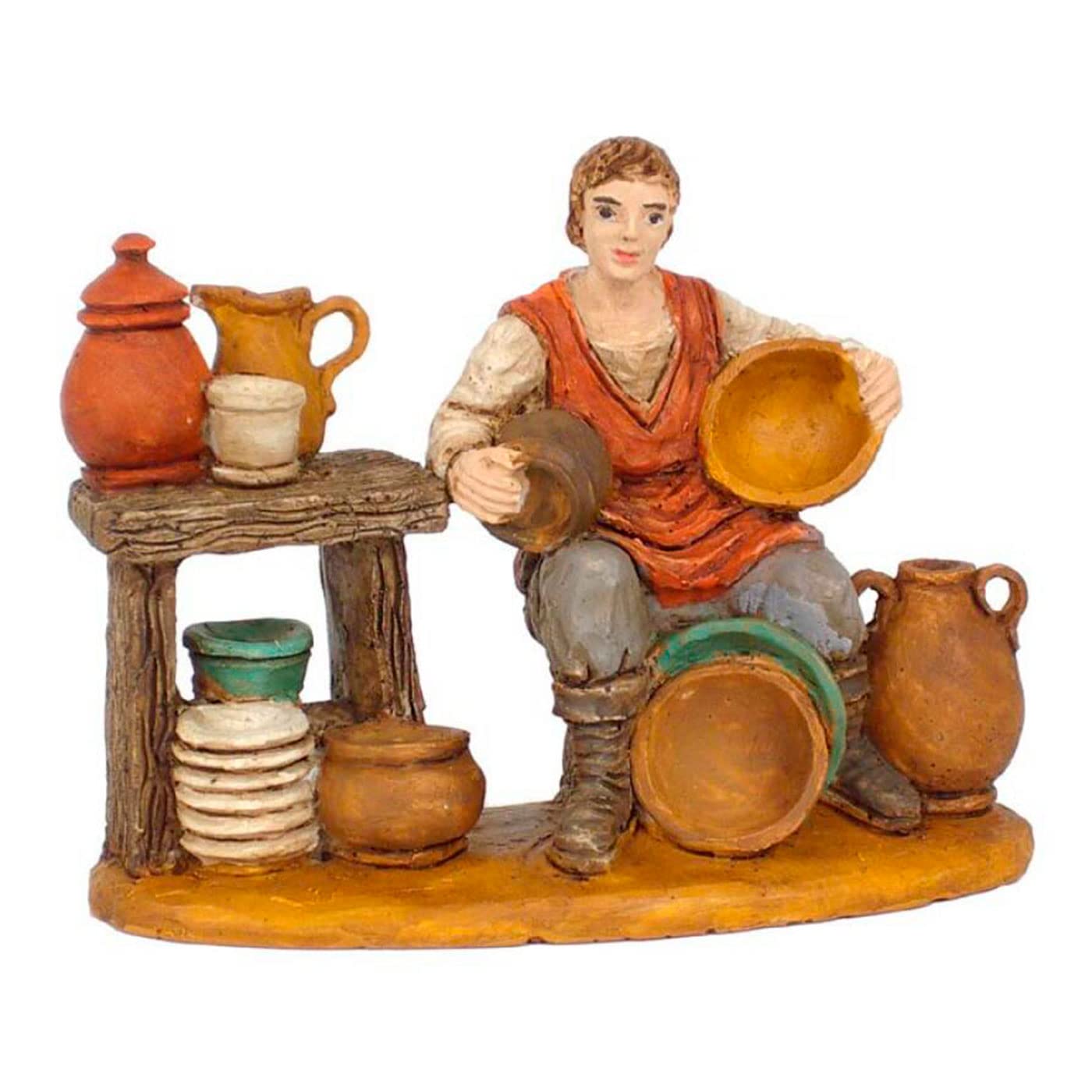 AC - Figura de alfarero para belén navideño 7,3 x 8,7 x 4,2 cm, durexina, Figura Decorativa Nacimiento, Pesebre, Navidad, decoración Tradicional