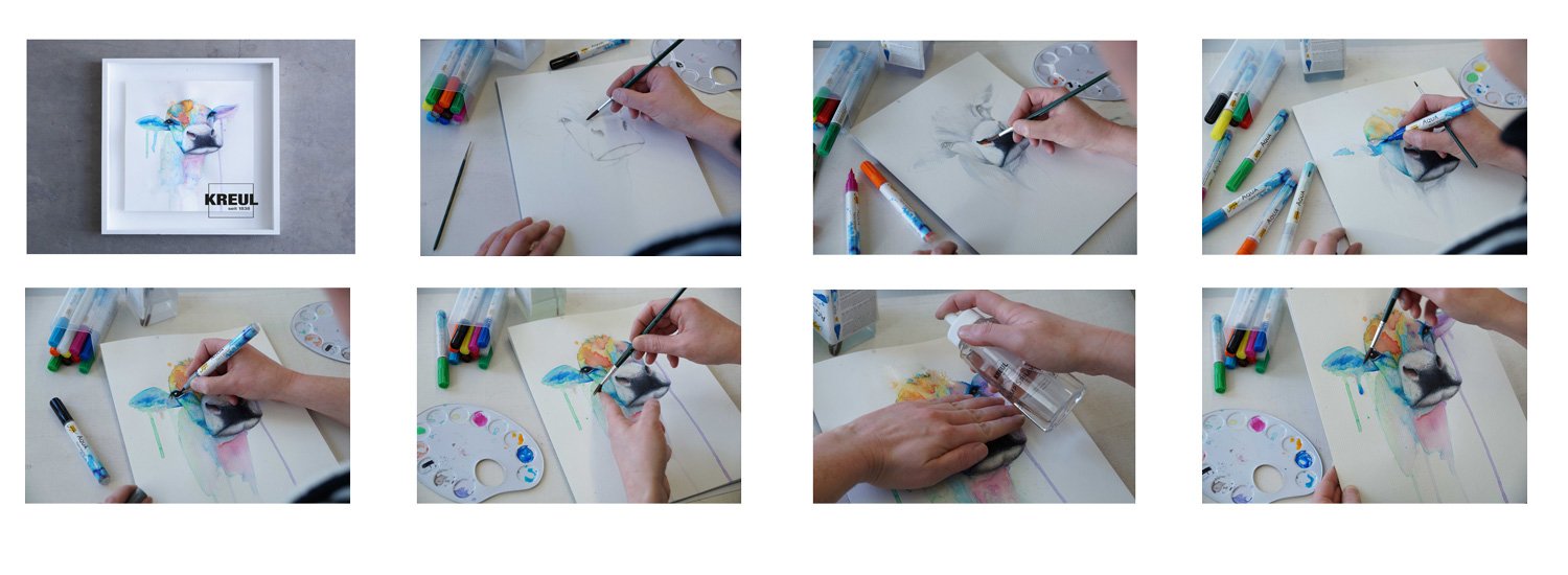 KREUL 18195 - Solo Goya Aqua Paint Marker Powerpack XXL, zestaw z 17 kolorami i blenderem, kredki artystyczne z elastyczną końcówką pędzla, farby rozpuszczalne w wodzie.