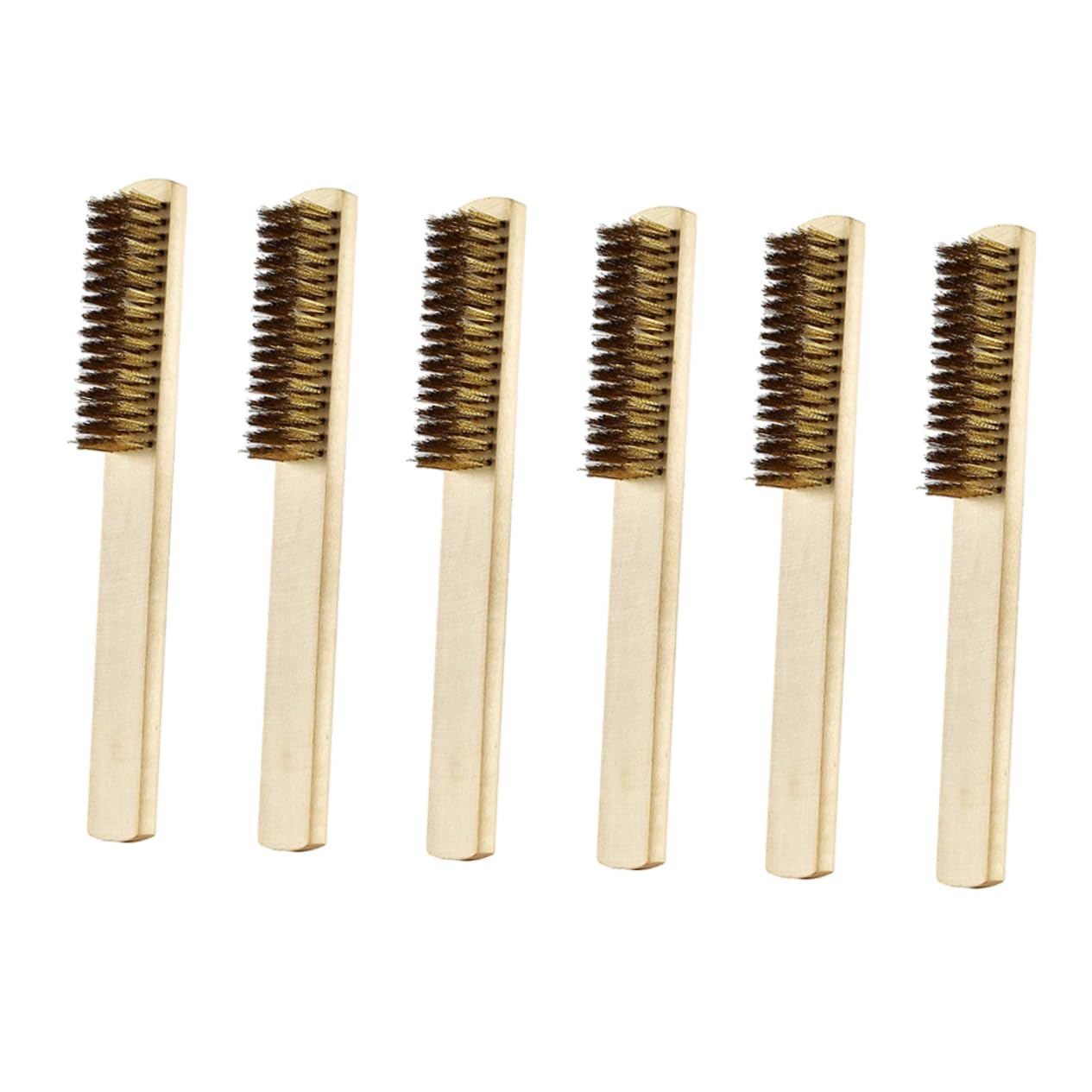 MUCKLILY 6pcs Rust Removal Wire Brush Set Wire Brush for Drill Wooden Handle Cleaning Tool Non-Rusting for Polishing