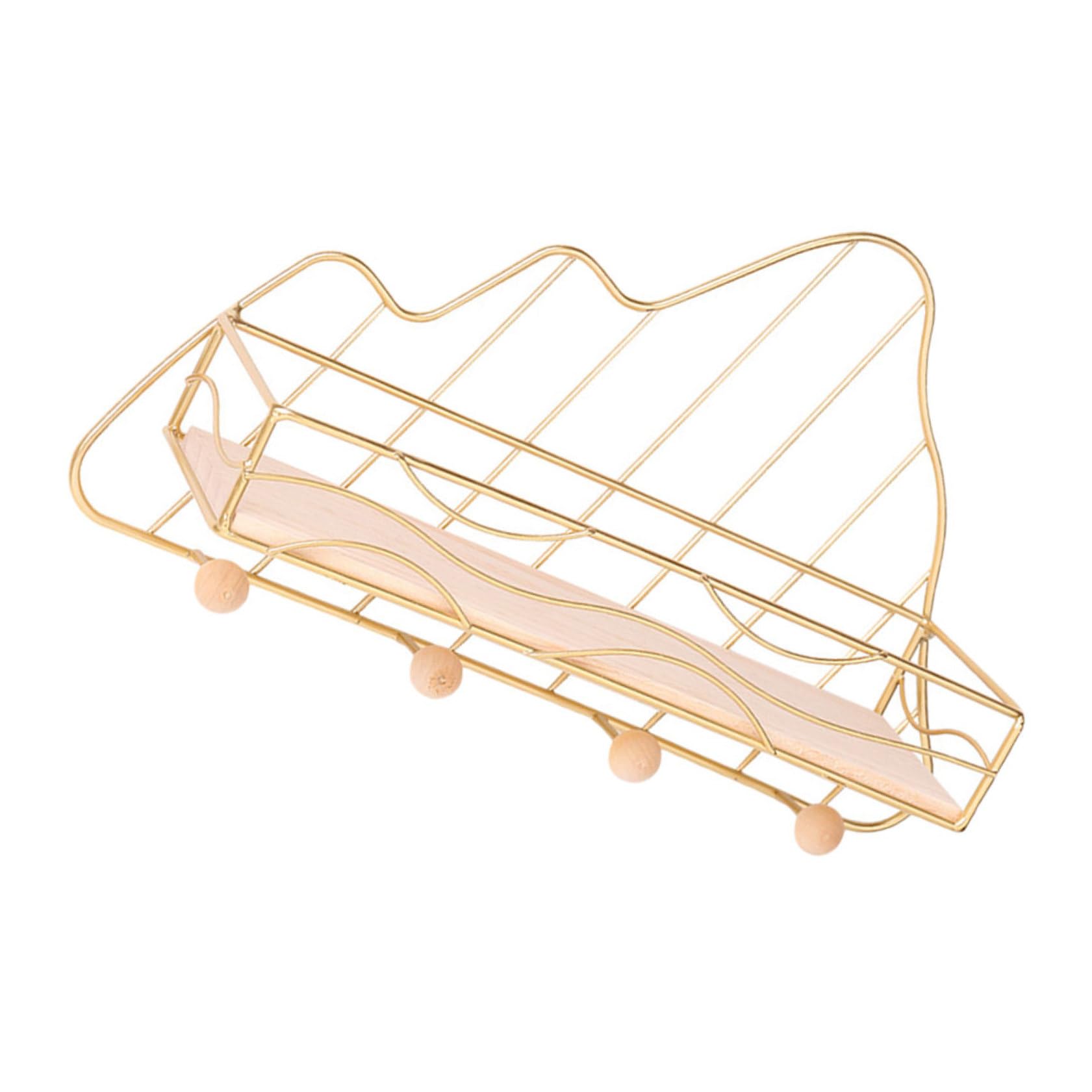 Étagère de rangement fer forgé doré dorée élégante pour support multifonctionnel