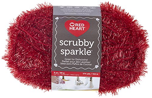 Image of Red Heart Scrubby Sparkle Yarn, Strawberry