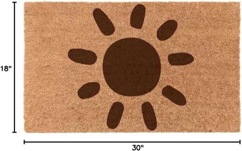 COCO MATS 'N MORE Sunny Days - Brown - 18" x 30" Made in USA - Entryway Sustainable Welcome Spring Original Design Rugs Durable Vinyl Backed Prime Temps Entry Mat for Patio Natural Coir Outdoor Mat