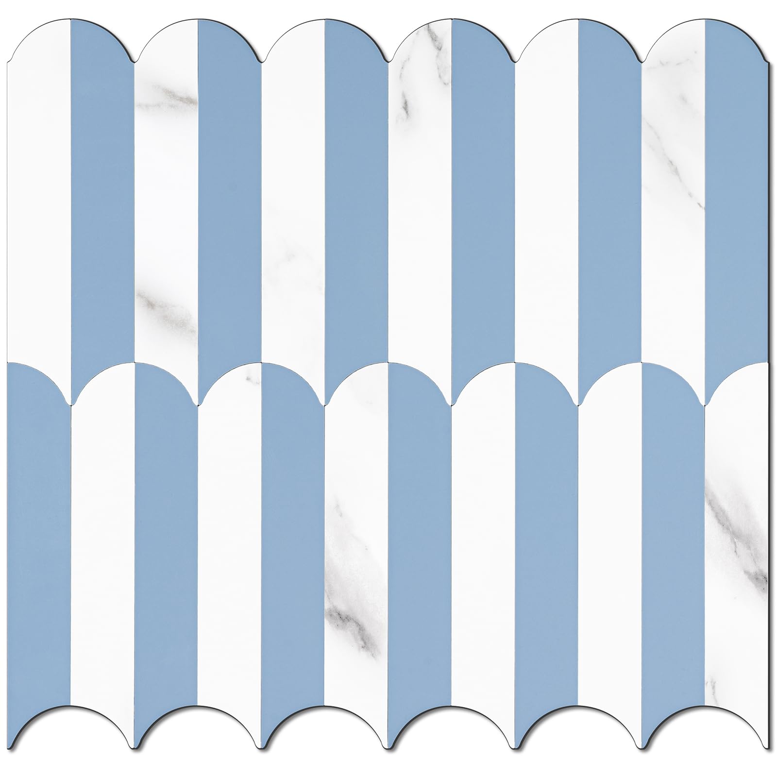 Vamos Tile Peel and Stick Backsplash Seamless Tile,10-Sheets Stick on Backsplash for Kitchen and Bathroom,Light Blue and Statury White PVC Self