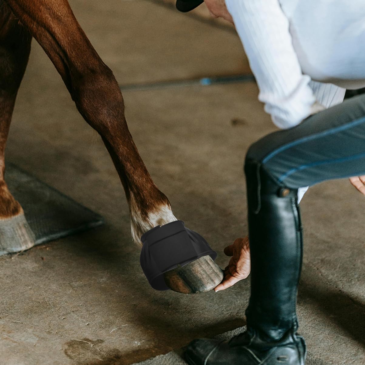 COLLBATH 4 Stück Schwarze Gummi Sehnenstiefel für Pferde, Tragbar