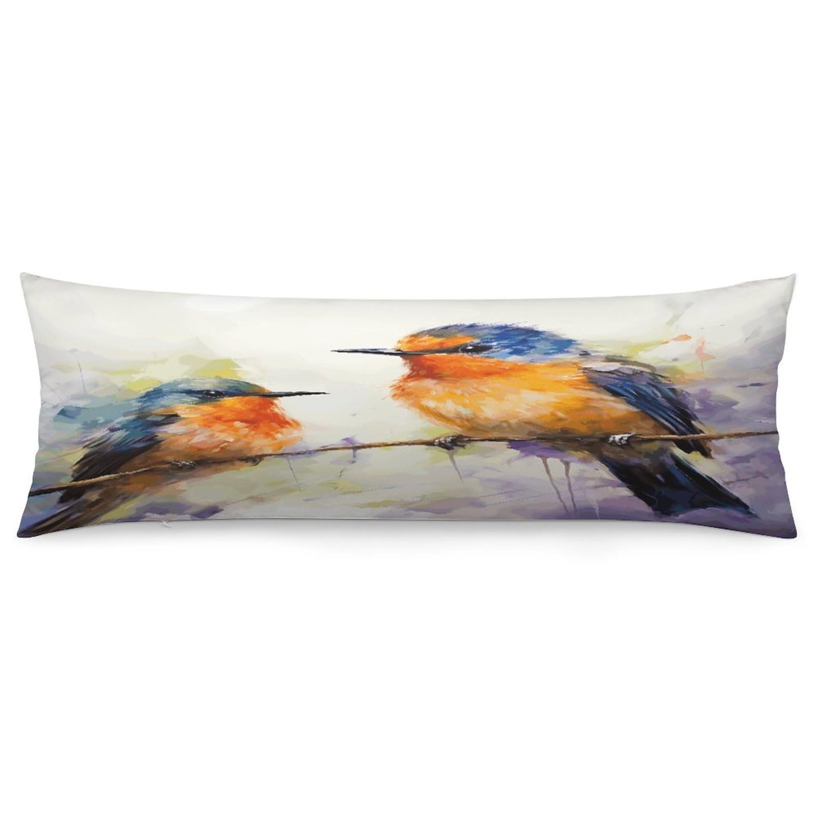 Oil Painting Bird Pillow Case Soft Breathable Long Pillowcover Pillow Protector Suitable for Sofas Car Chairs and Any Room