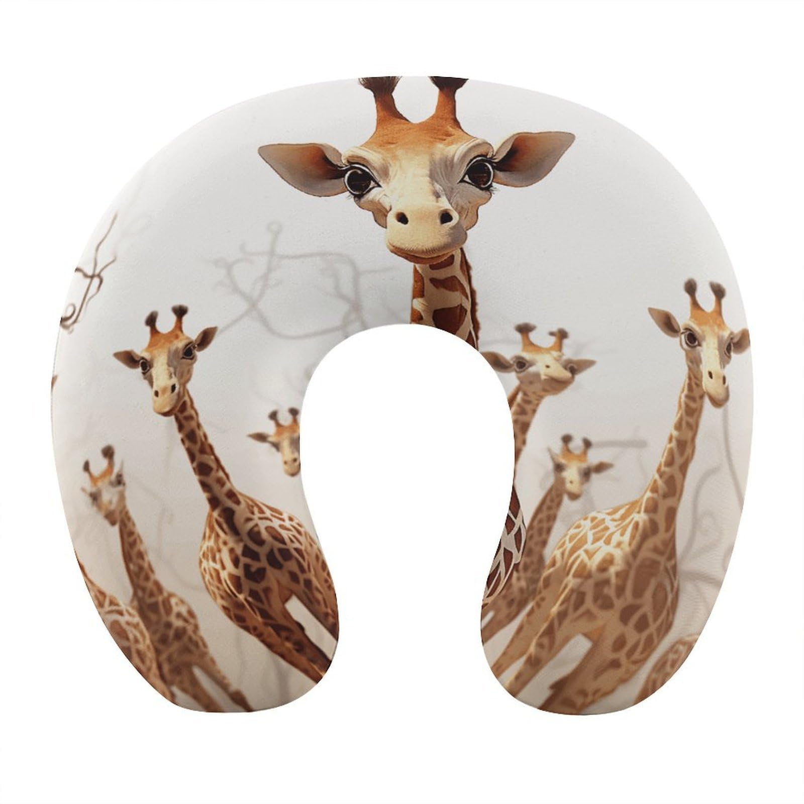 FekiLoot Cute Cartoon Funny Giraffes Travel Pillow,U Shaped Office Napping Pillow Support Neck and Head Comfortable Travel Neck Pillow U Shape Sleeping Essentials for Long Haul Flights