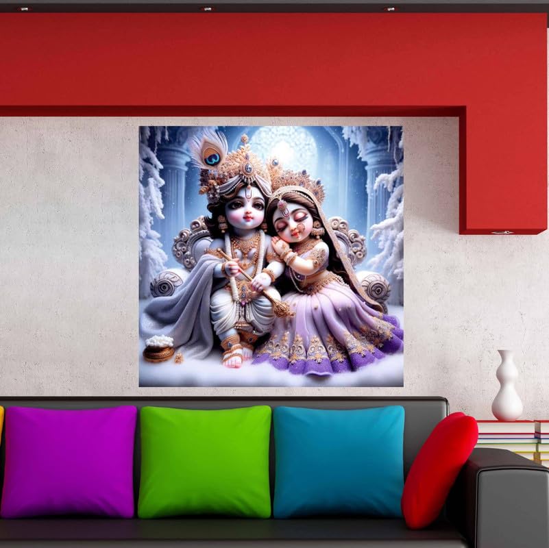 Image of British Terminal Cute little Bal Gopal Baby God Krishna| Kanha Ji | Laddu Lord Makhan Chor Painting Religious Poster for Pregnant Women for wall (matt thin vinyl,sticker,multicolor,unframed)| bj308