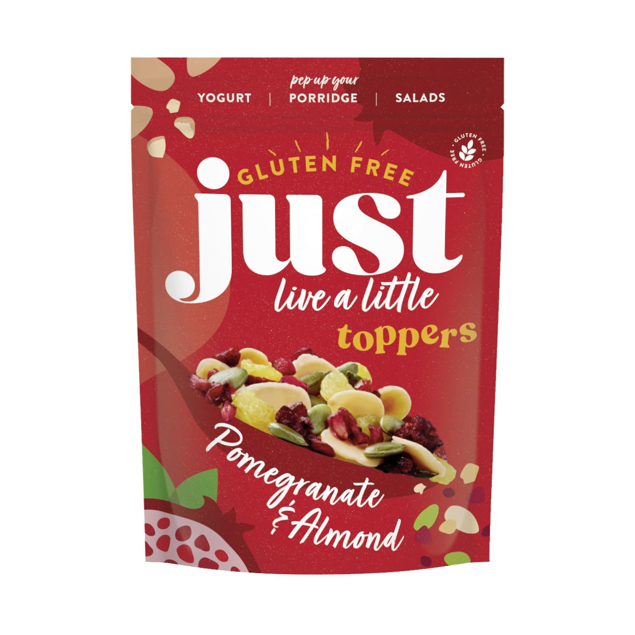 Just Live a Little Toppers Pomegranate & Almond 1kg | Trail Mix Cereal Topper, Dried Fruit Snack with Almonds, Pumpkin Seeds, Pomegranate, Cranberries & Raisins | Healthy Trail Mix