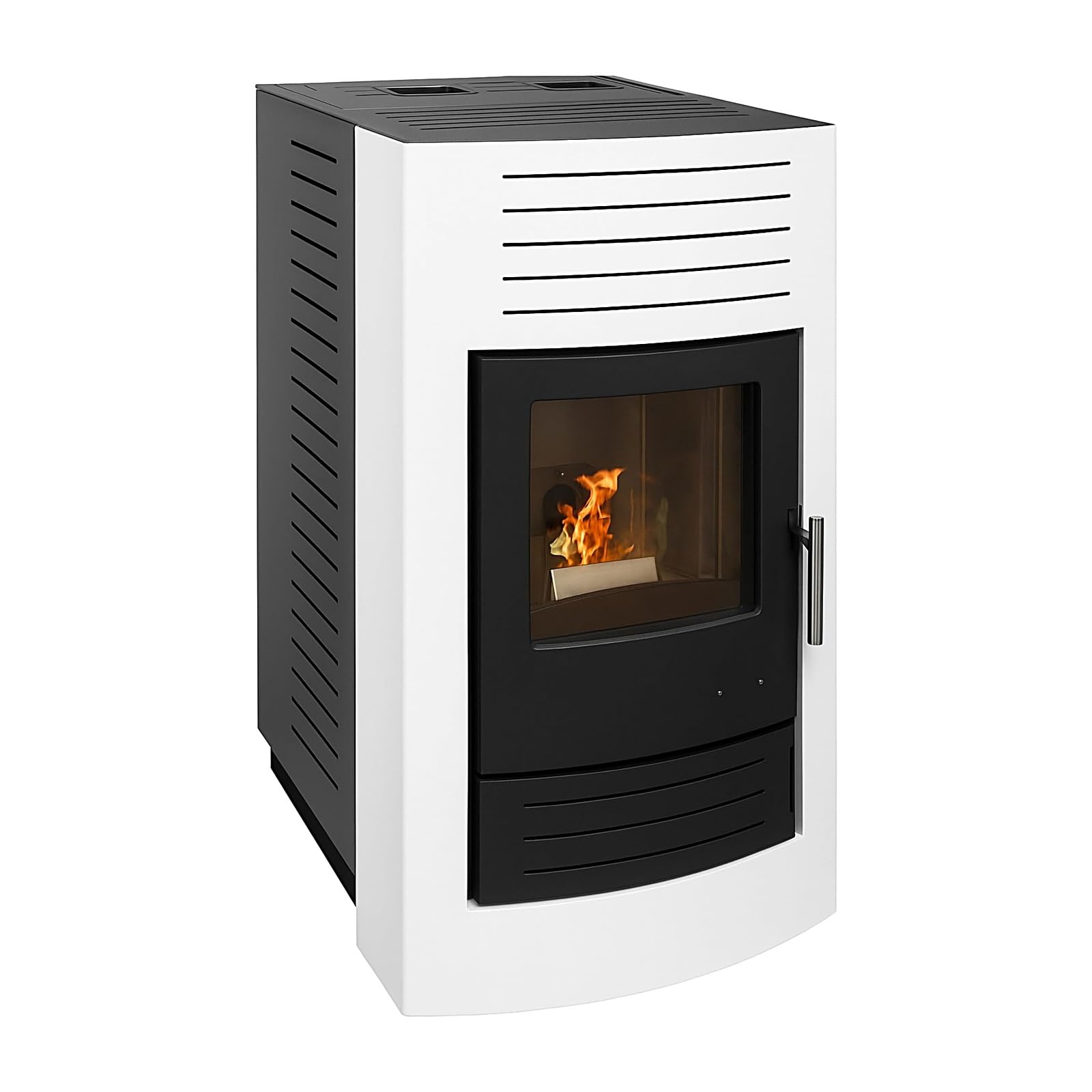 EIDER BIOMASA Estufa de Pellets MARTE – 8,55 kW – Rendimiento 90% – Tolva 17 kg – Hasta 252 m³ – Programación Semanal – Pantalla Digital – Salida 80 mm – Clase Energética A+