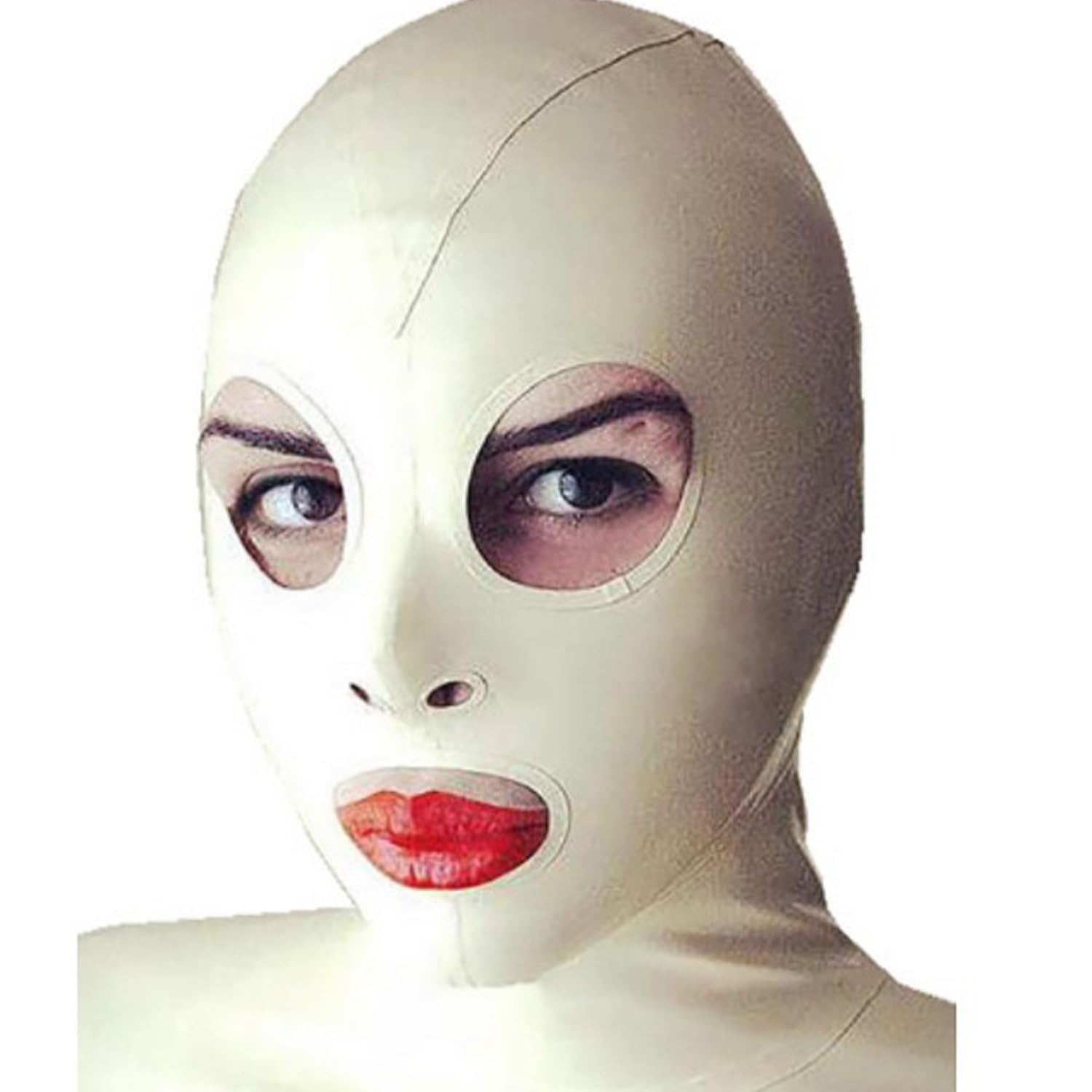 Wxlpcgo Black Latex Hood Exposed Eyes And Mouth Special Cool With Back Zipper Rubber Hood For Novelty Cosplay Party Bdsm(Size:m-65Cm)