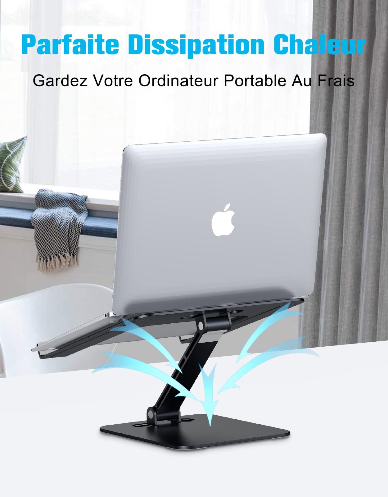 Support Ordinateur Portable Réglable Aluminium Ventilé Pliable Compatible MacBook Air Pro Tablettes 10-16 Pouces