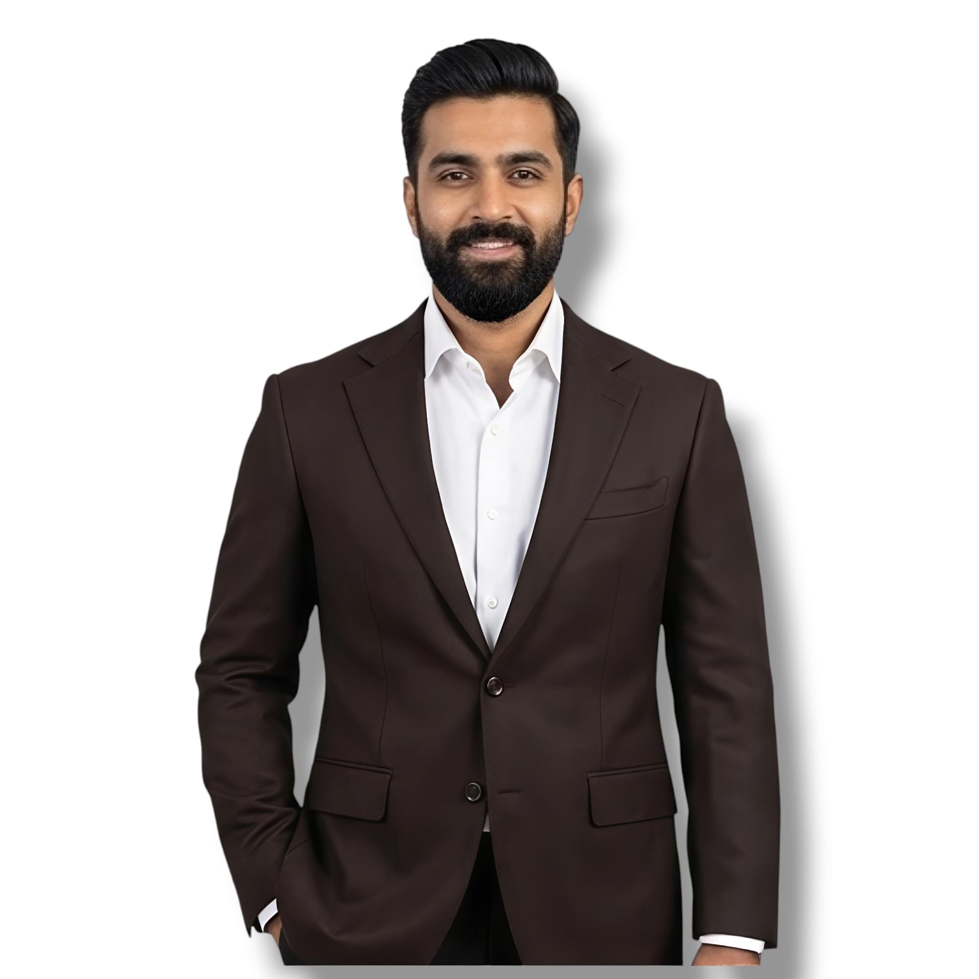 Men's Dark Brown Two-Button Formal Blazer, Smart Casual Style-picture-29