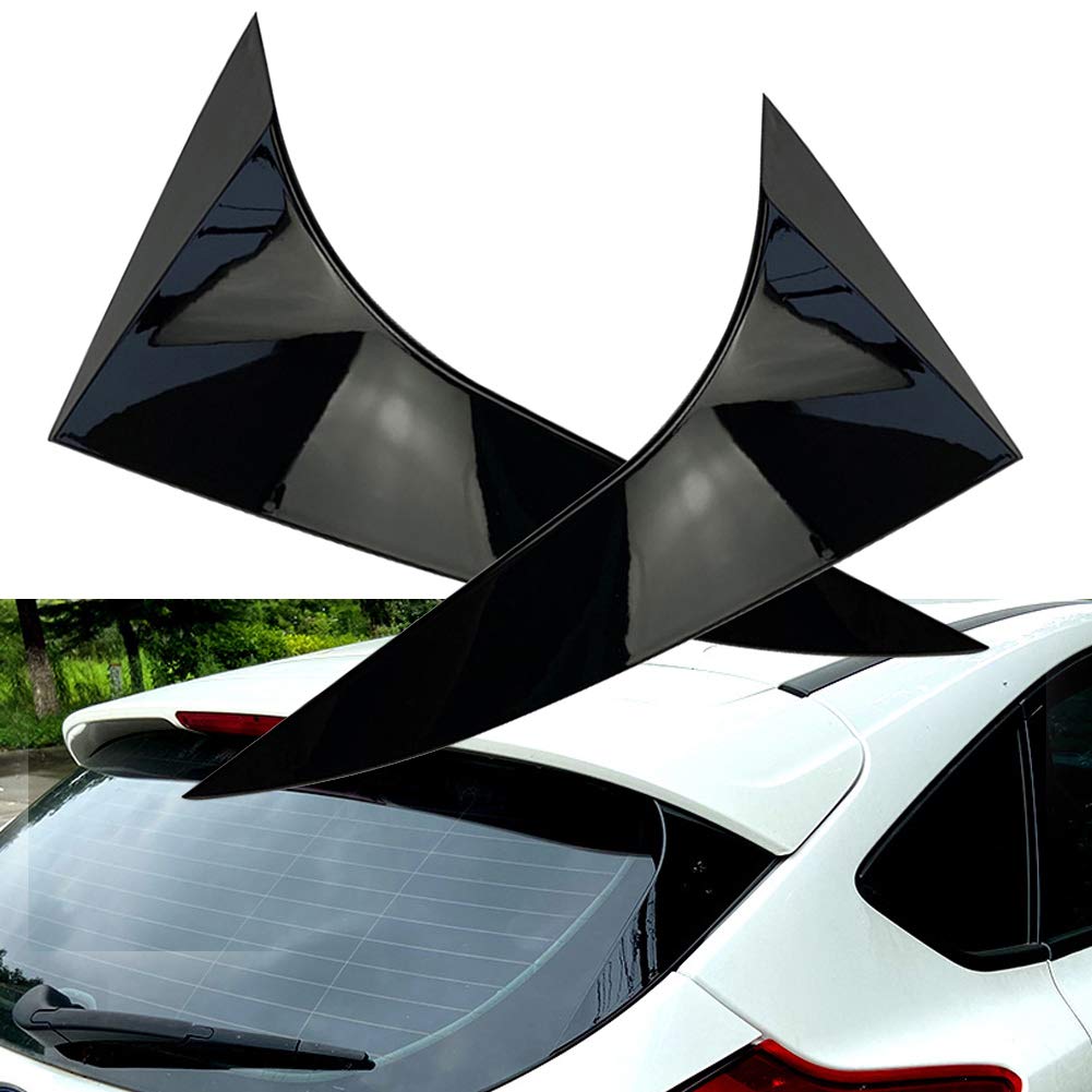 Błyszczący czarny ABS tylny spoiler szyby samochodu boczne skrzydło dekoracyjne wykończenie pokrywy, dla Focus, Hatchback 2014 2015 2016 2017 2018