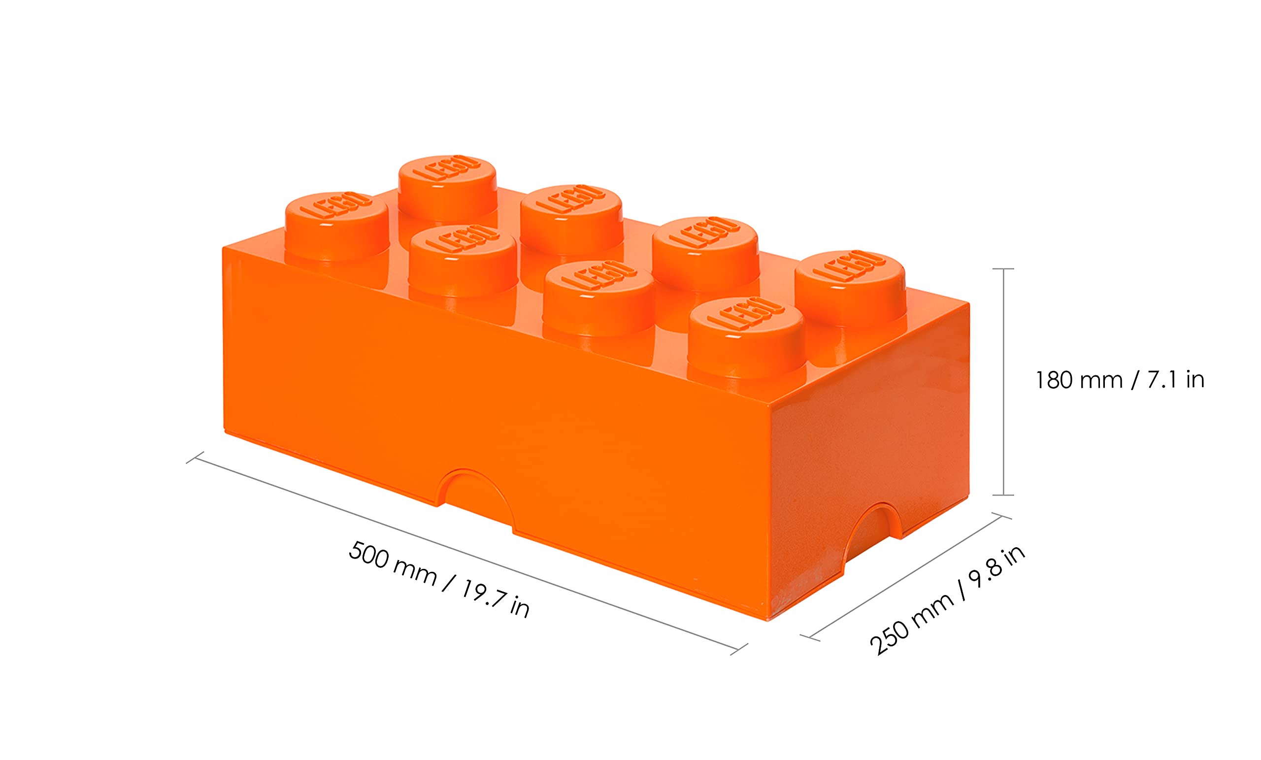 Mattoncino-contenitore Lego a 8 Bottoncini, Contenitore Impilabile, 12 L, Arancione