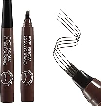 Luxenwell Eyebrow Contouring Pen, Waterproof Microblading Eyebrow Pencil with 4-Prong Micro-Fork-Tip Applicator, Liquid Eyebrow Pencils for women Creates Natural Looking Brows Effortlessly (Brown)