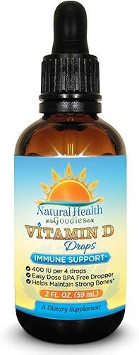 Gotas de vitamina D para bebés, niños y adultos, líquido puro D3, cuentagotas de dosis fácil, suministro de 2 onzas de Natural Health Goodies