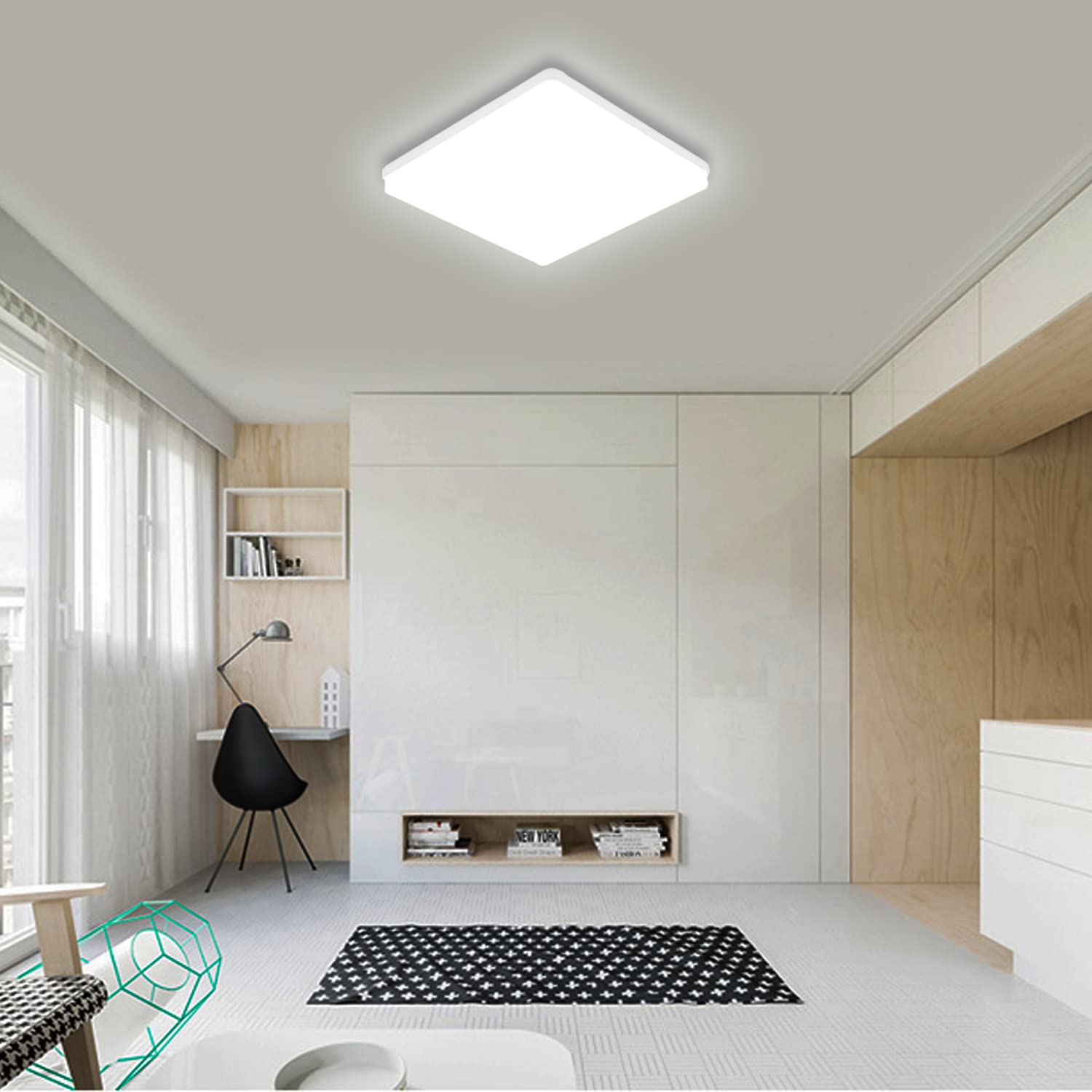 Kambo LED Lámpara de Techo 48W - Plafon Techo Cuadrada - Luz de Plafón Moderno 4320LM Blanco Frío 6500K Para Baño Cocina Sala de Estar Dormitorio Pasillo Comedor Balcón