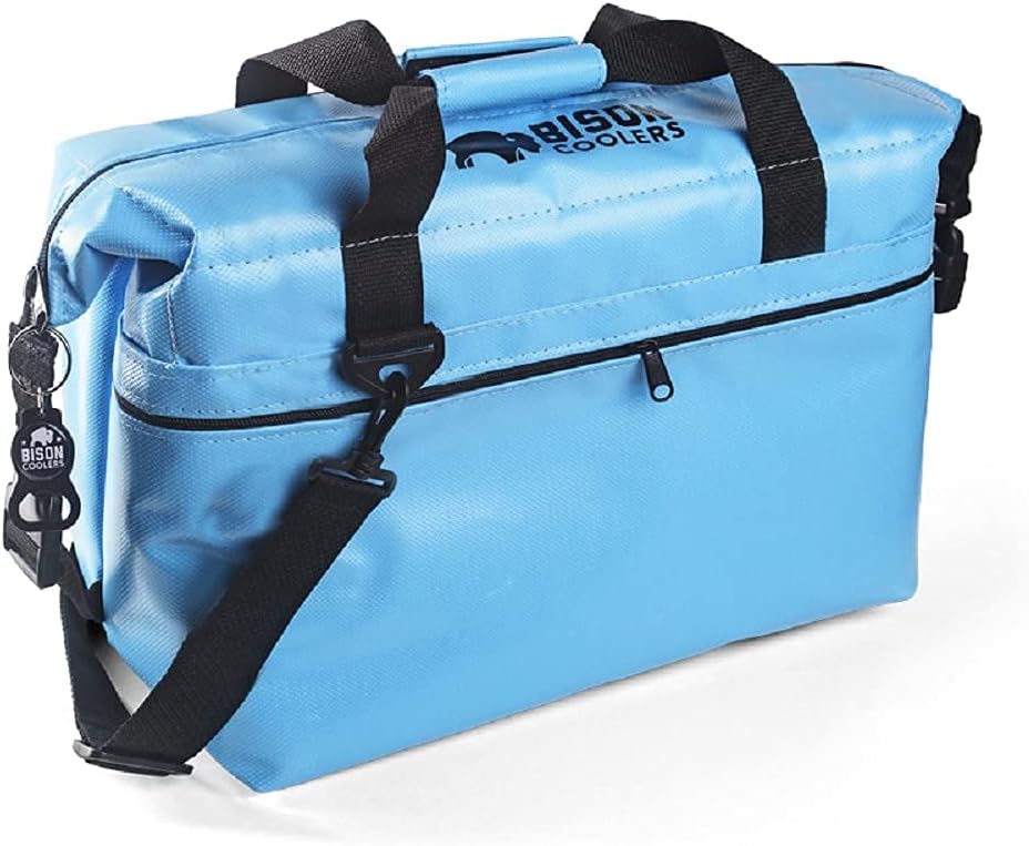 BISON COOLERSBlue 24 Can Soft Sided Insulated Cooler Bag | Made in The USA