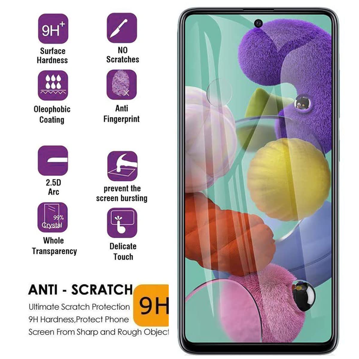 Folia ochronna na wyświetlacz Samsung Galaxy A14 6,8", bez pęcherzyków powietrza, odporna na zarysowania i łatwa instalacja, 2 sztuki w zestawie