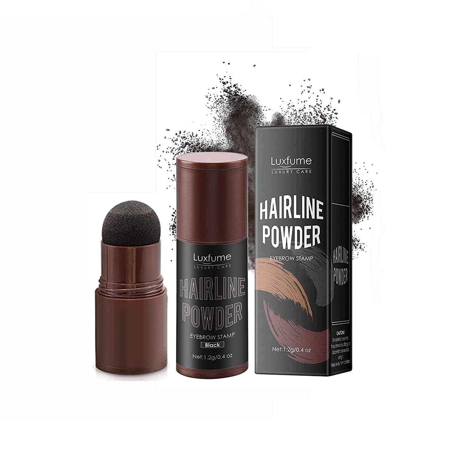 KANZA - Hairline Powder & Eyebrow Stamp Kit | Instant Hairline Cover, Eyebrow Stamping, Eye Shadow & Face Contouring | Multi-Use Makeup Stamp Kit | Unisex (Black)