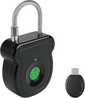 Fingerabdruck Schloss: Intelligentes Vorhängeschloss, USB Typ C Fingerabdruck-Ladeschloss, Smart Schloss Wasserdicht, Tragbares Anti-Diebstahl-Vorhängeschloss, für Gepäck und Schränke, Schwarz