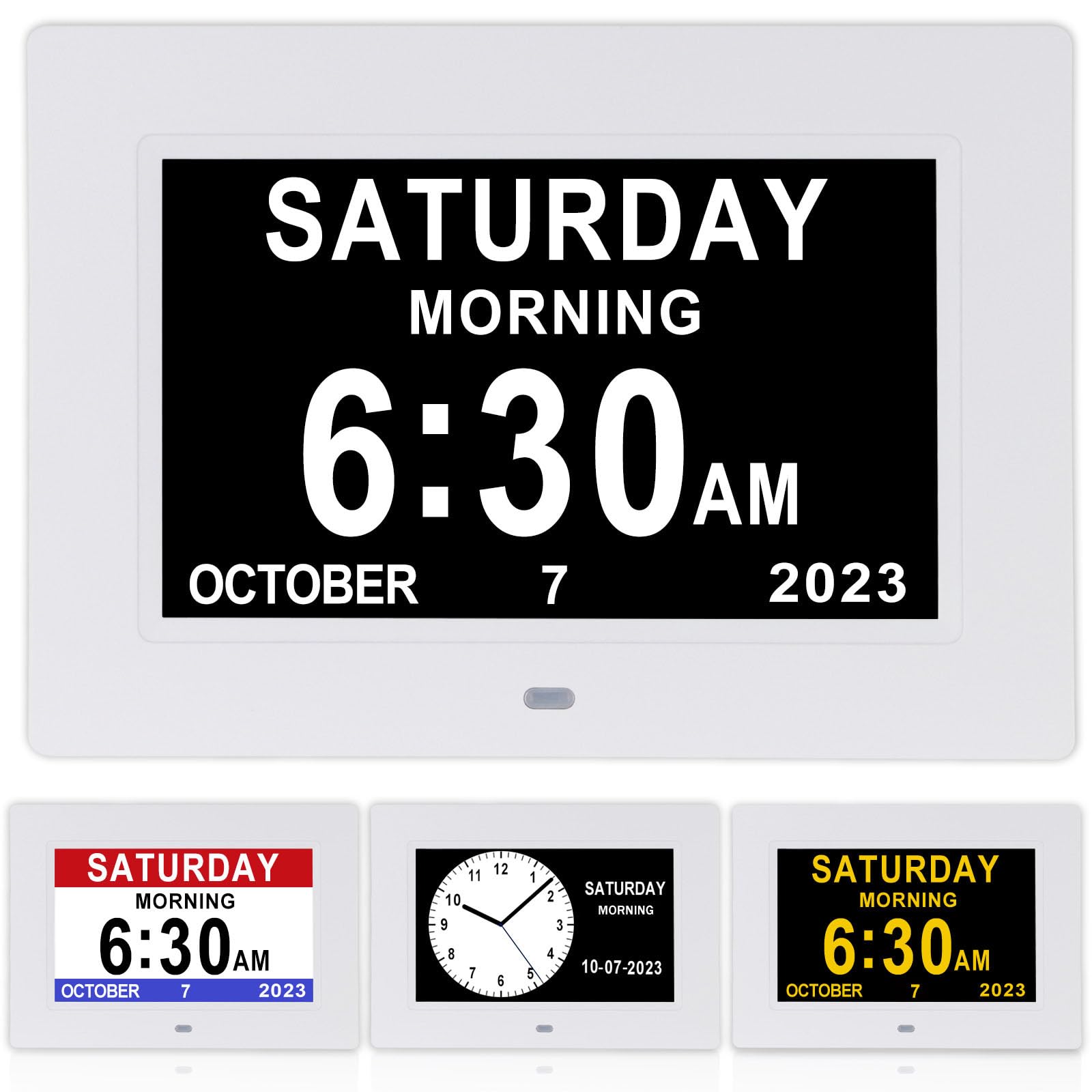 SSINI ?Newest Version Digital Calendar Day Clocks for Seniors Clock with Day and Date for Elderly Dementia Clock Digital Clock Large Display with 12 Alarms (7 inch)
