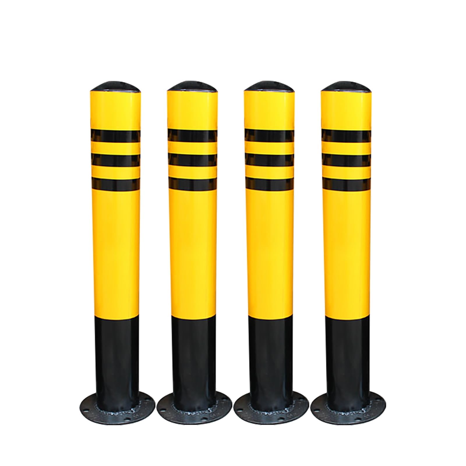 AYCDL Safety Bollard Steel Bollards, with Anchor Bolts Parking Barrier Bollard Post with Reflective Tape, Yellow Traffic Barriers for Driveways, Parking Lots, and Sen