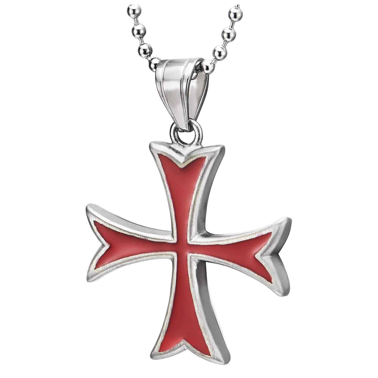 COOLSTEELANDBEYOND Minimalista Ciondolo Piccolo Nero Piane Croce Collana con Pendente da Uomo Donna Acciaio Inossidabile, Palla Catena 60CM