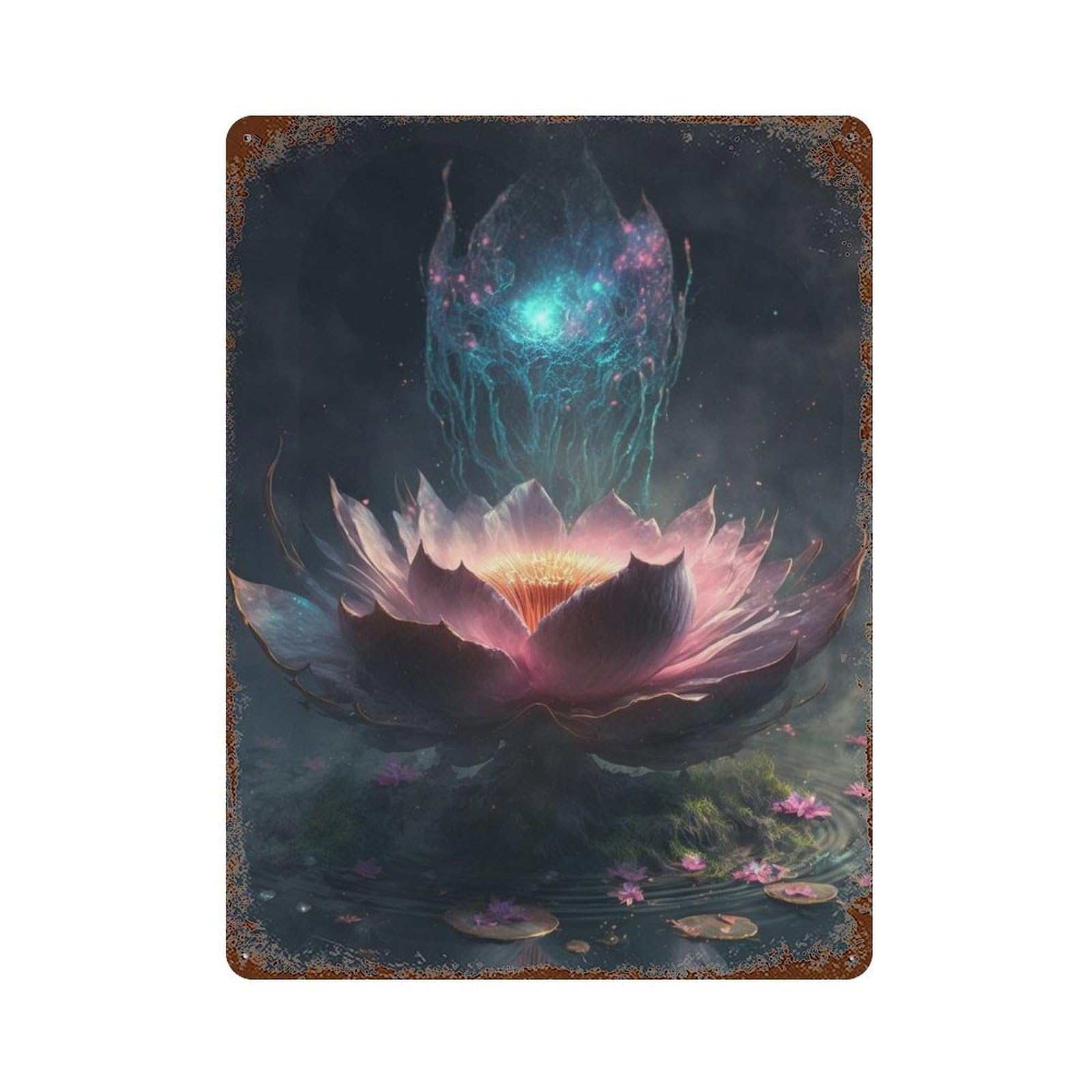Enchanted Lotus Pond-14 15.7"x11.8" Vintage Metal Tin Sign, Industrial Home Decor for Farmhouse, Kitchen And Entryway Decor