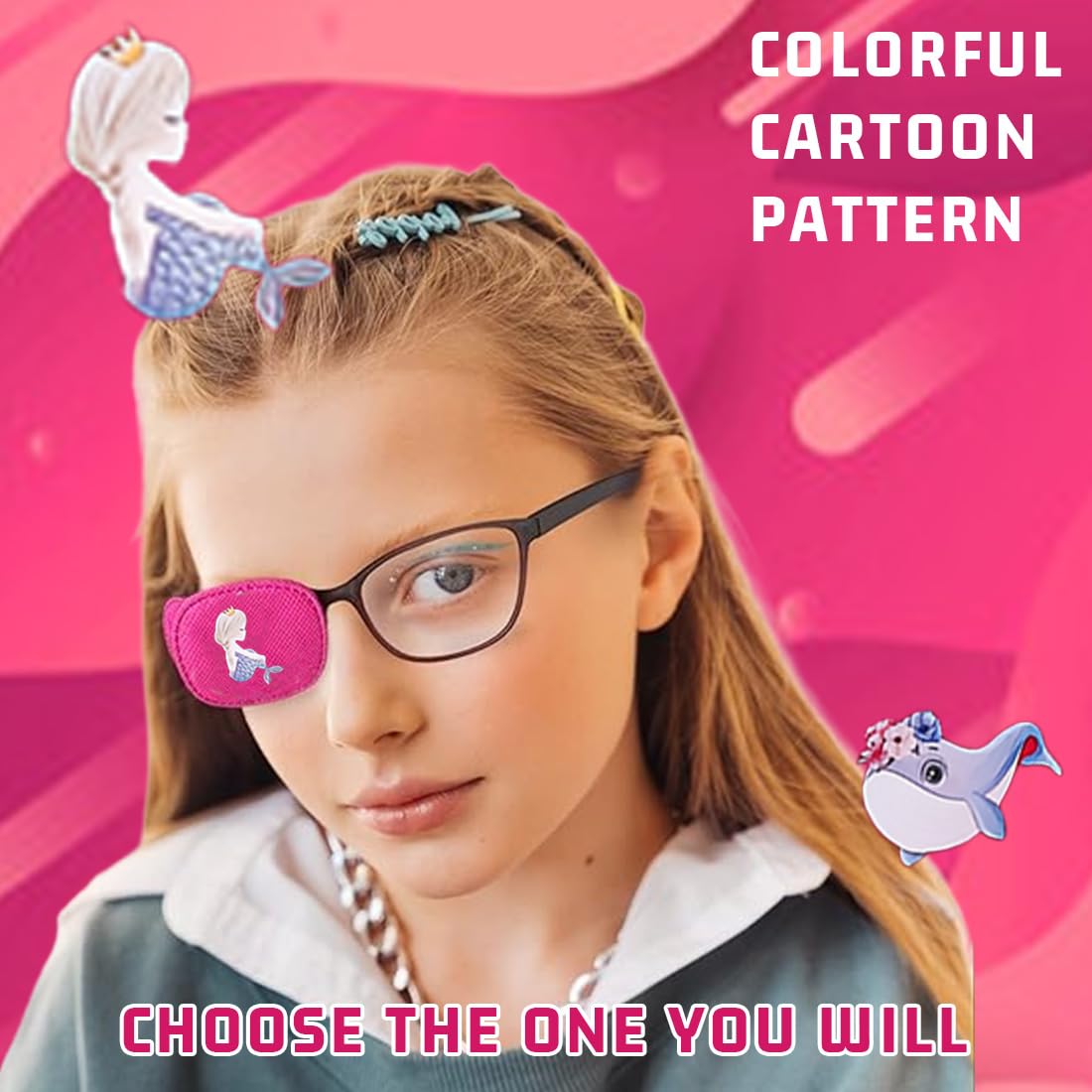 6 pezzi di benda occhio pigro bambini per occhiali, riutilizzabili bende oculari per bambini, adatti per l'occhio destro (per il trattamento di occhio pigro, ambliopia, strabismo, ecc.).