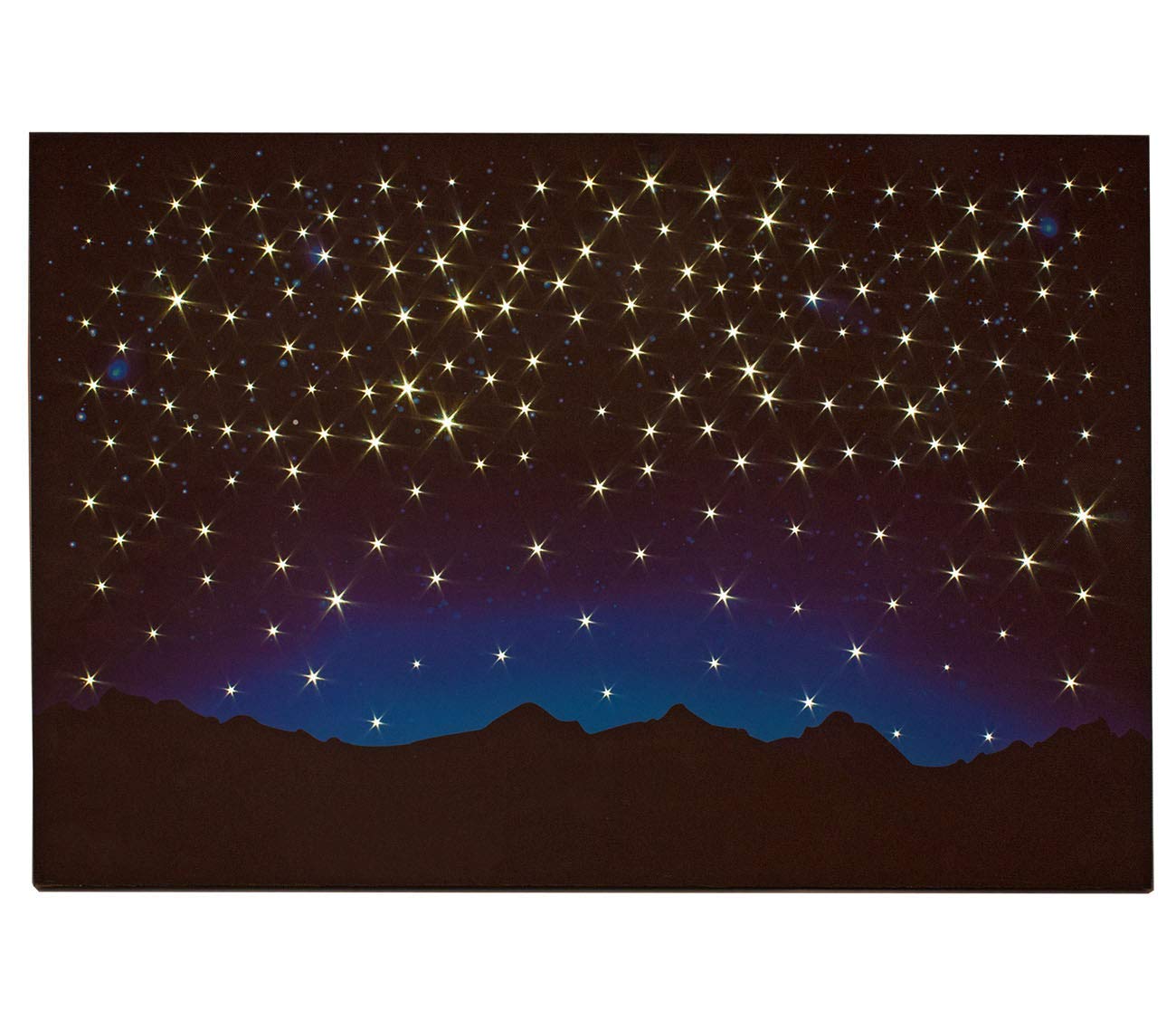 Cielo Luminoso con Montagna a LED con Funzione Touch, Fibra Ottica, Alimentato a Batterie, Accessorio per Presepe 40x60x2,5 cm - Made in Italy