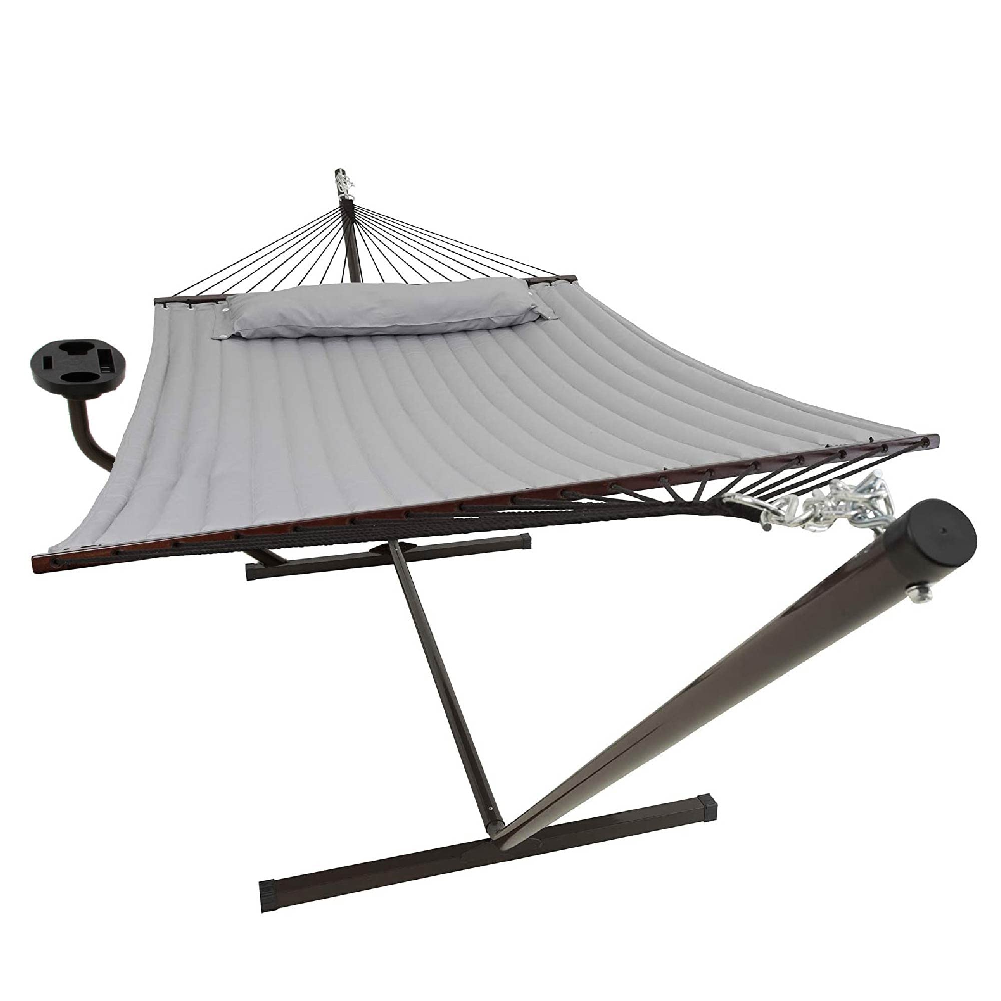 VITA5 Hängematte mit Gestell und Tisch - Hängematte Outdoor für den Garten, Pool & Balkon - Großzügige Hängematten 2 Personen - Doppelhängematte mit Ständer und Beistelltisch - 200 kg Belastbarkeit