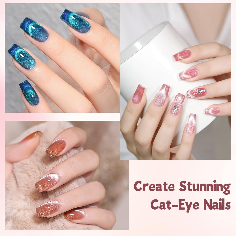 Magnes Cat Eye do paznokci, dwustronny magnetyczny długopis z okrągłą magnetyczną perłą, wielofunkcyjne narzędzie do żelowego lakieru Cat Eye do zdobienia paznokci w domu DIY, żółty